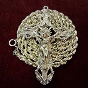925 Sterling Silver Crucifix Cross & Rope Chain 20" Both Solid Not Hollow